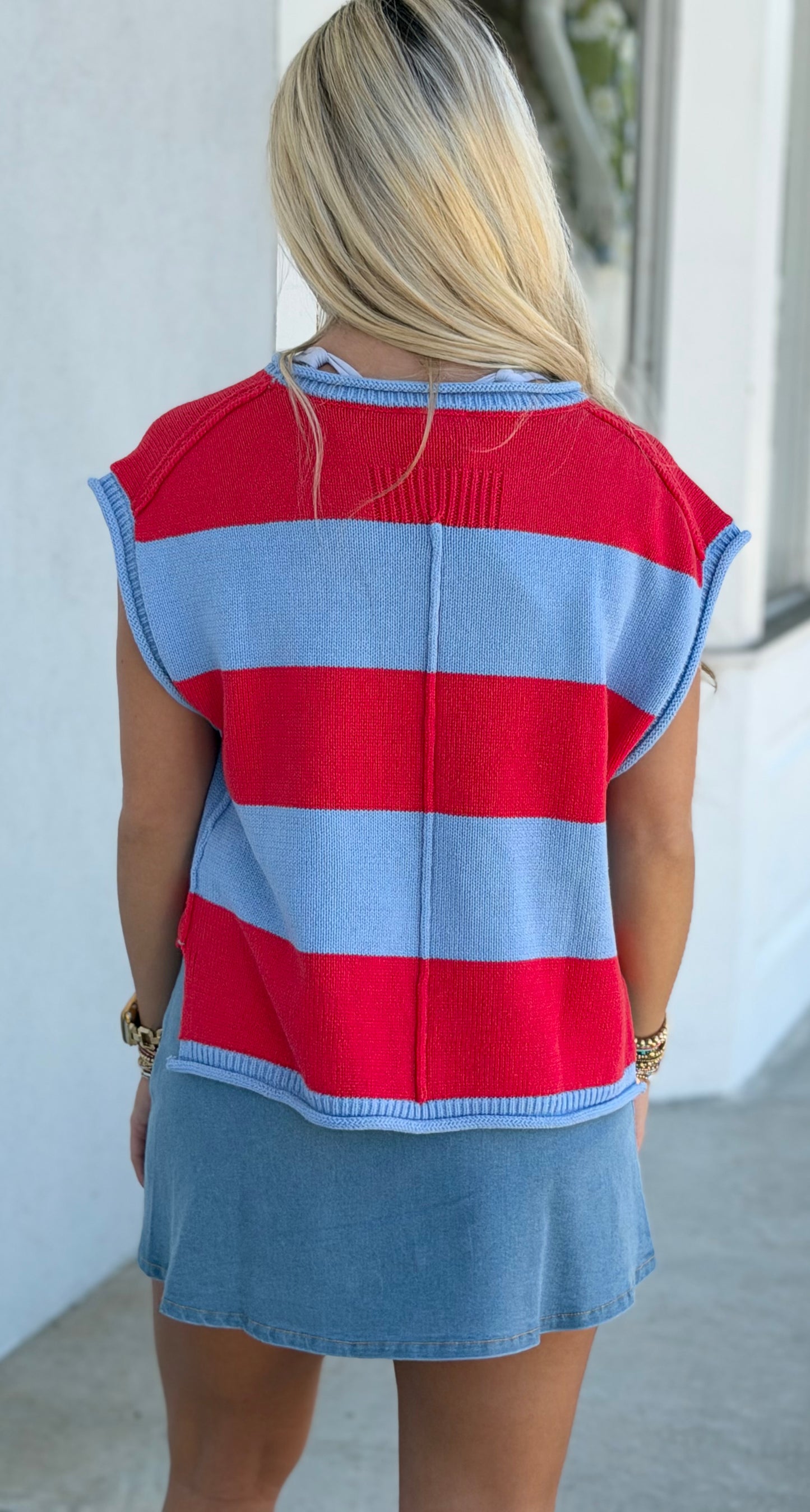 Red/Blue Striped Top