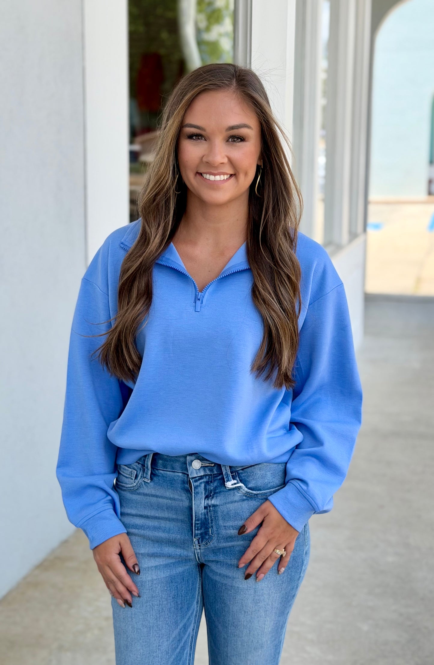 Scuba Half Zip Pullover, Cornflower Blue