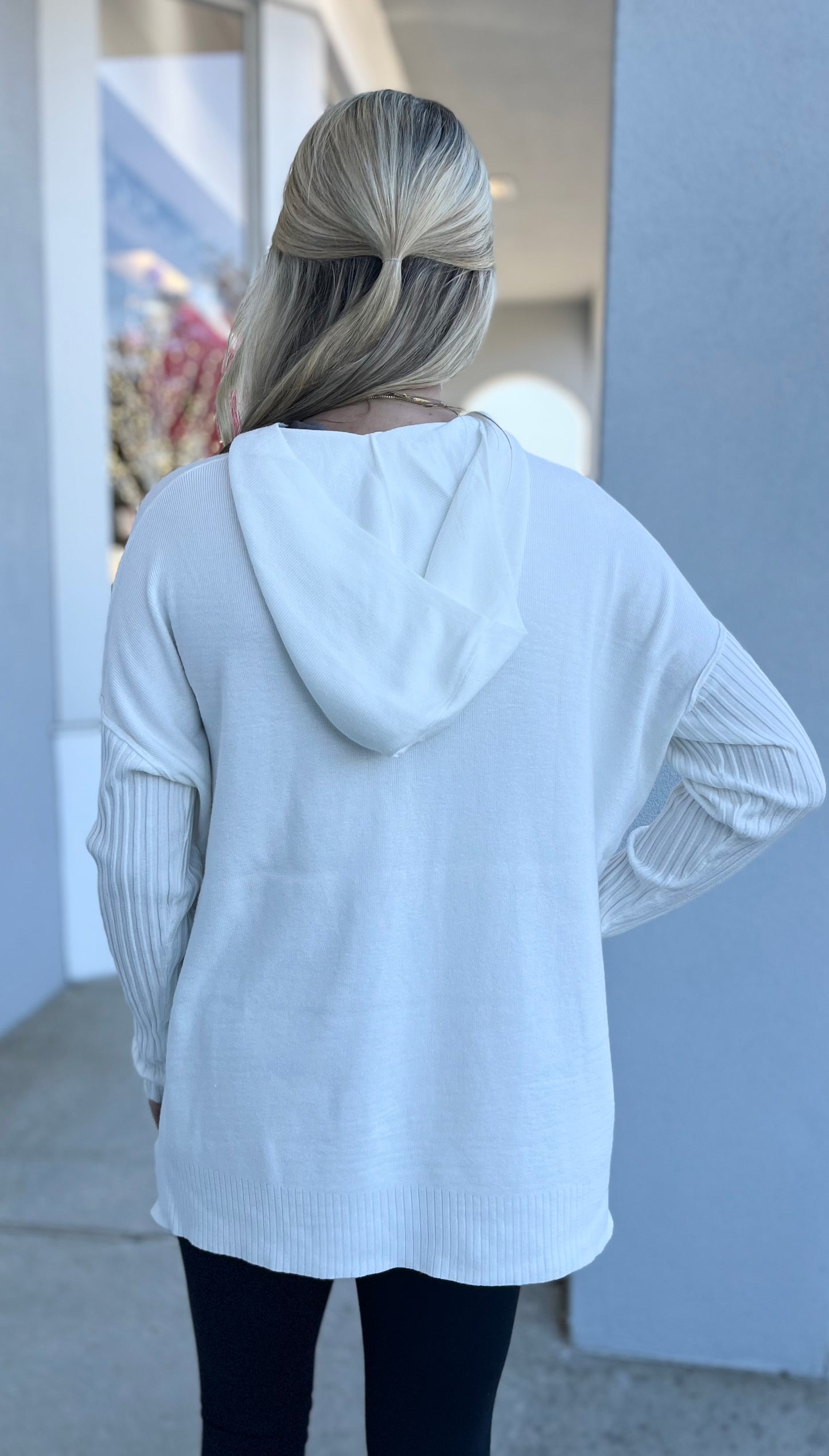 Drawstring Ribbed Hoodie