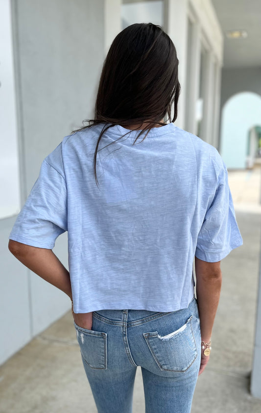 Bow Lace Cropped Short Slv Top