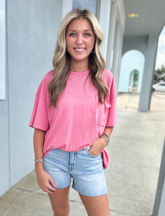 Fuchsia Front Pocket Tee