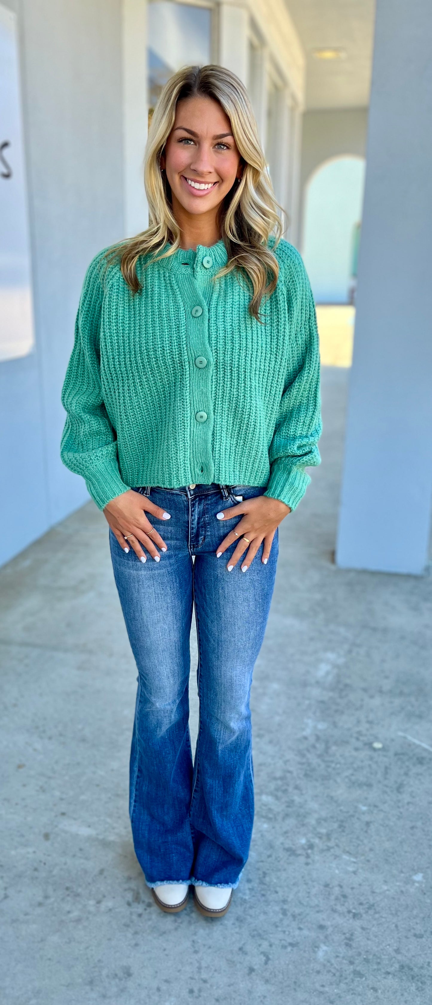 Ribbed Sweater Cardigan, Pistachio