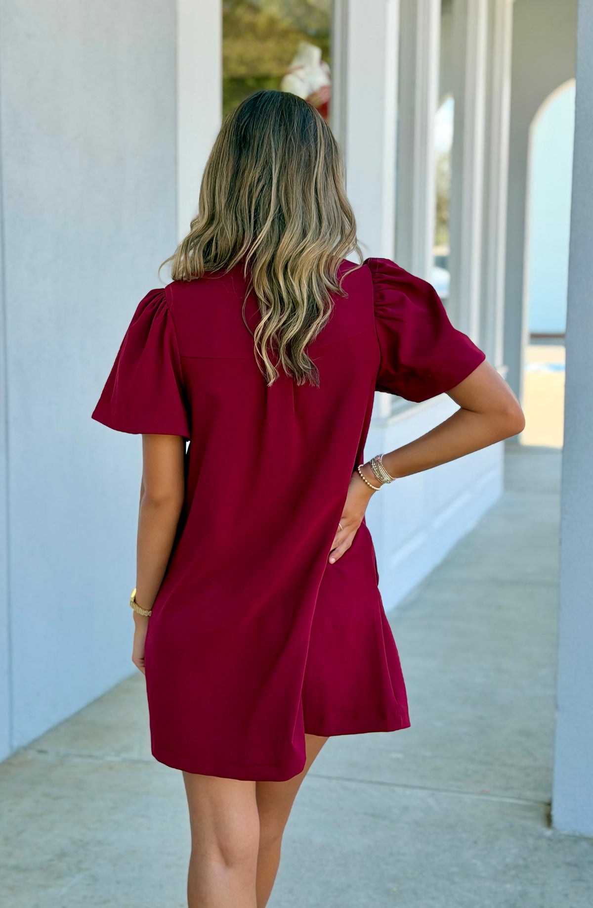 Button Down Dress, Burgundy