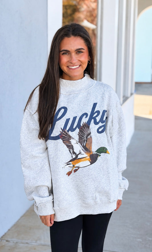 Heather Grey Lucky & Mallard REVERSIBLE Sweatshirt