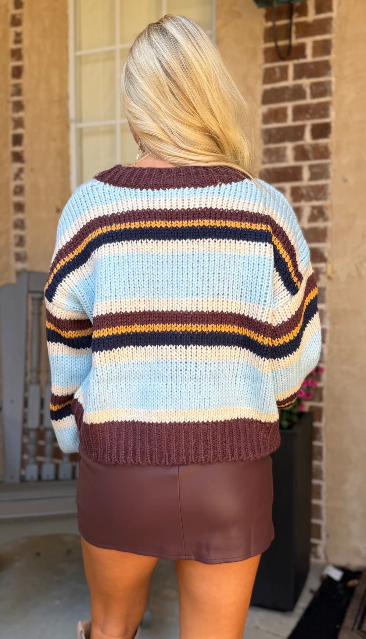 Brown Multi Striped Sweater Top