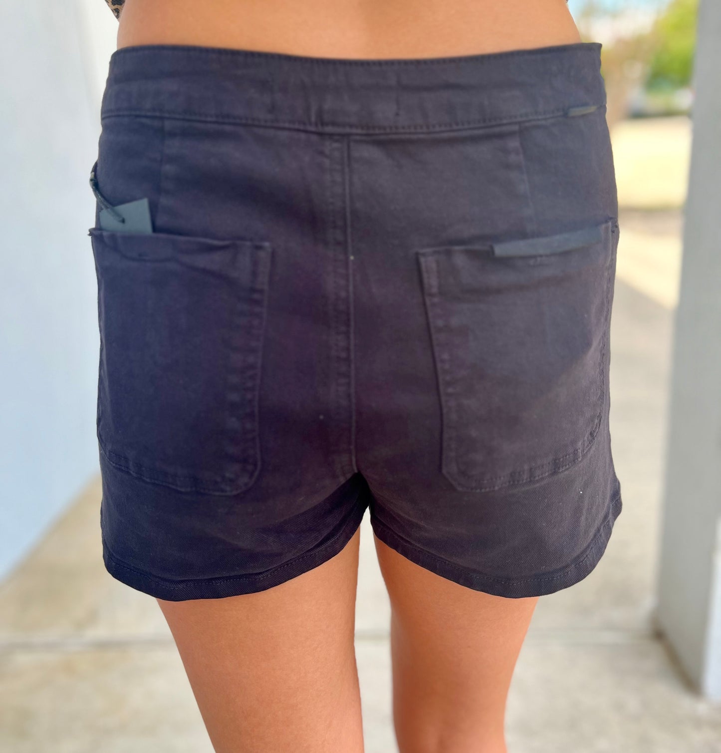 Black High Rise Button Down Skort