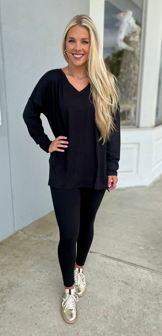 Brushed Loungewear Set, Black