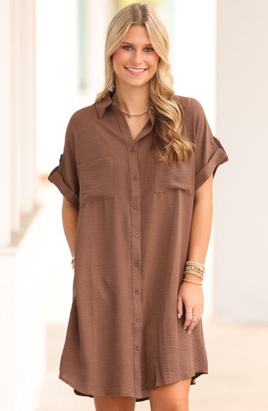 Ash Brown Pocket Woven Dress