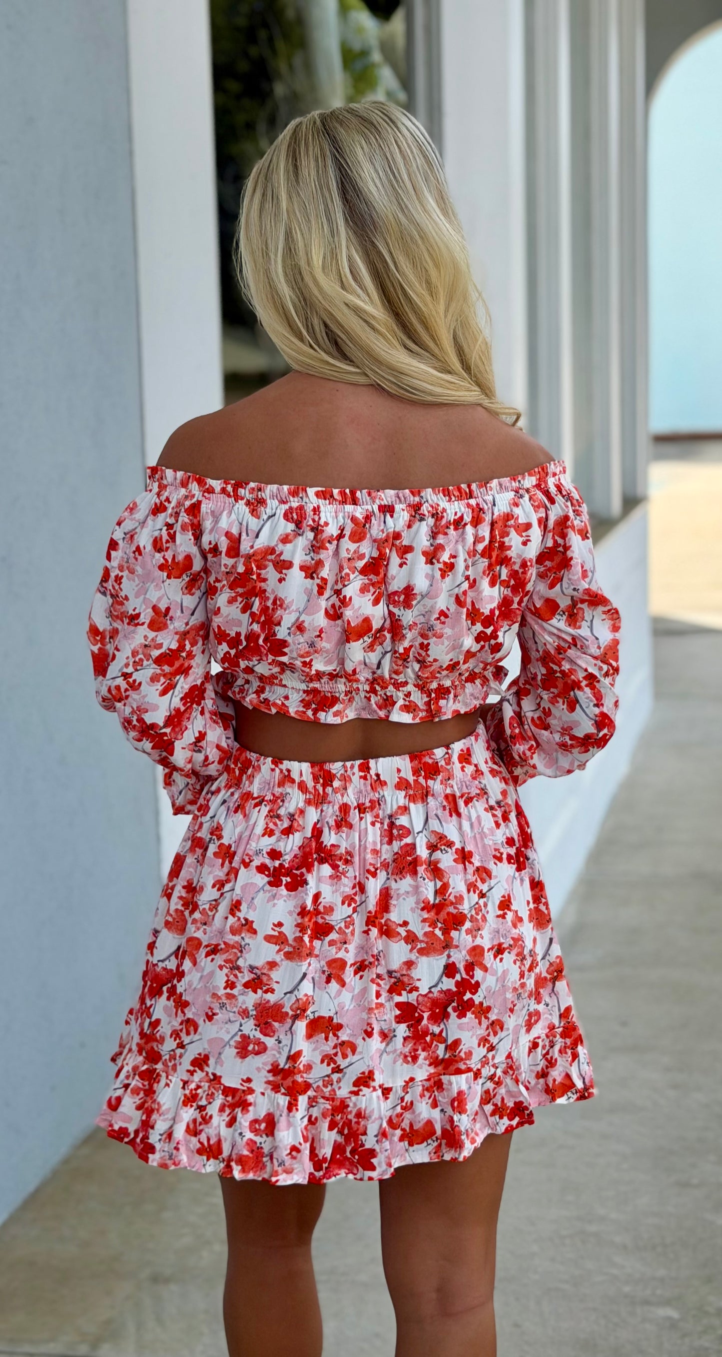 Red Floral 2 Piece SET