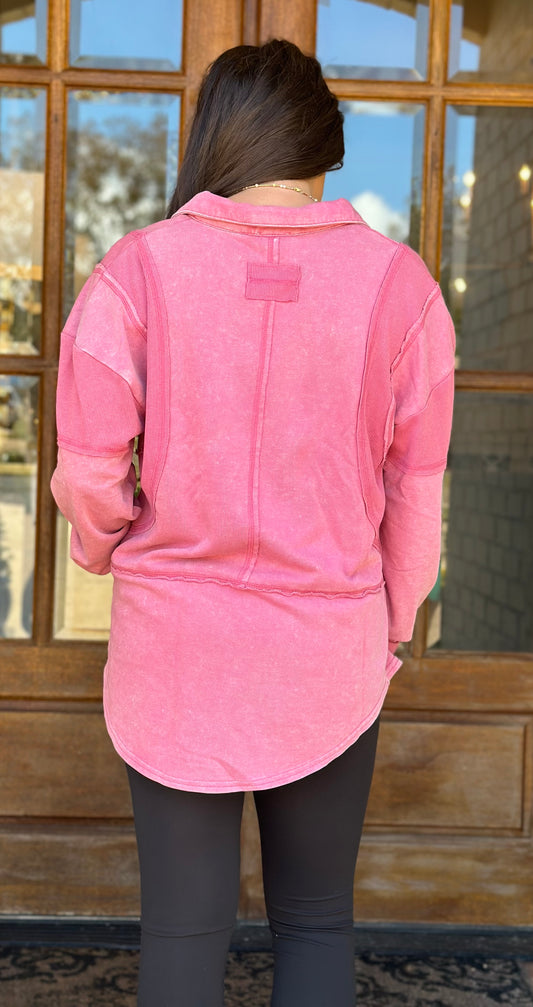 Mauve Mineral Wash Oversized Top