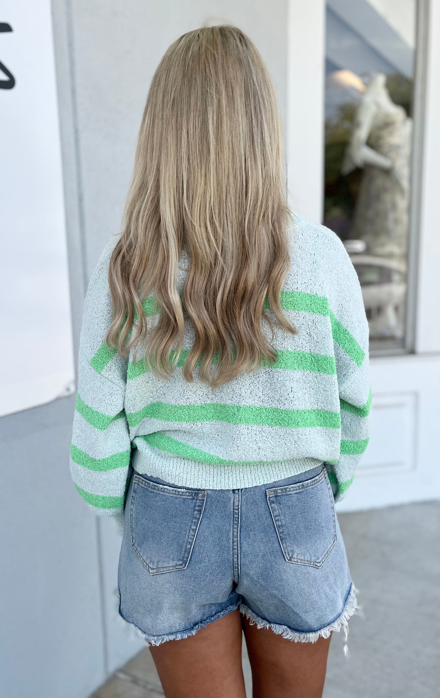 Light Mint Green Striped Sweater