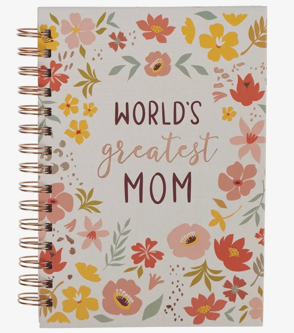 Worlds Greatest Mom Peach Floral Journal