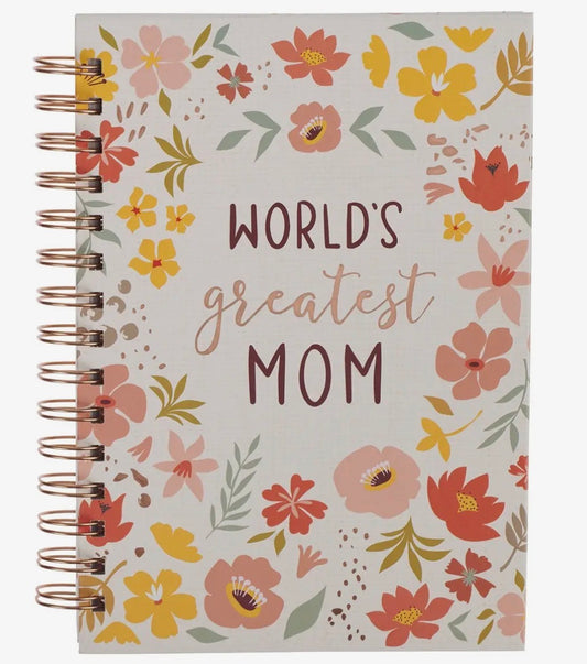 Worlds Greatest Mom Peach Floral Journal