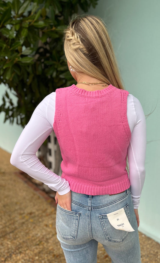 Bubble Pink Ribbon Knit Top
