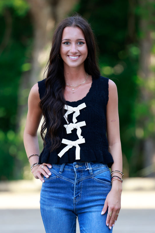 Black Bow Tie Sweater Vest