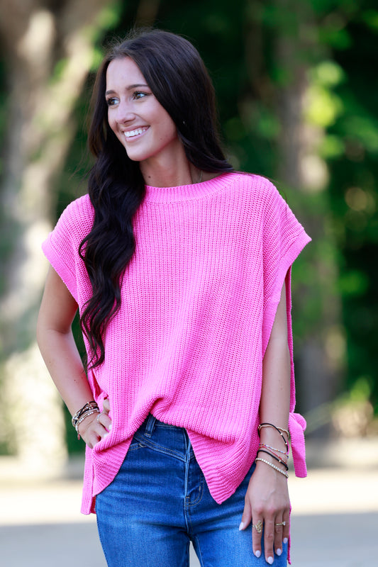 Fuchsia Oversized Sweater Vest