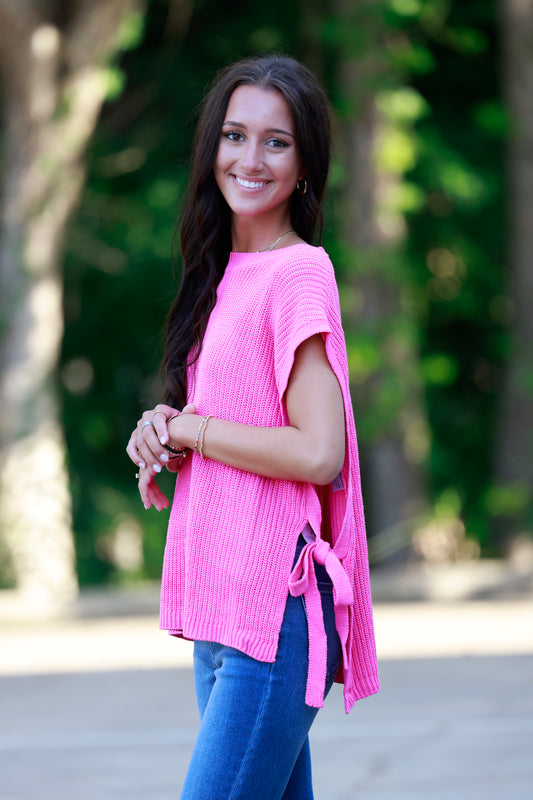 Fuchsia Oversized Sweater Vest