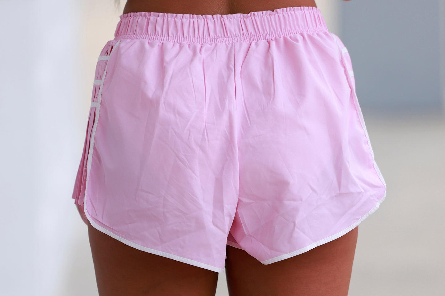 Pink Pleated Side Shorts