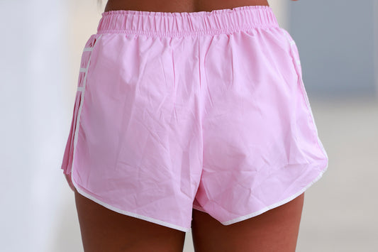 Pink Pleated Side Shorts