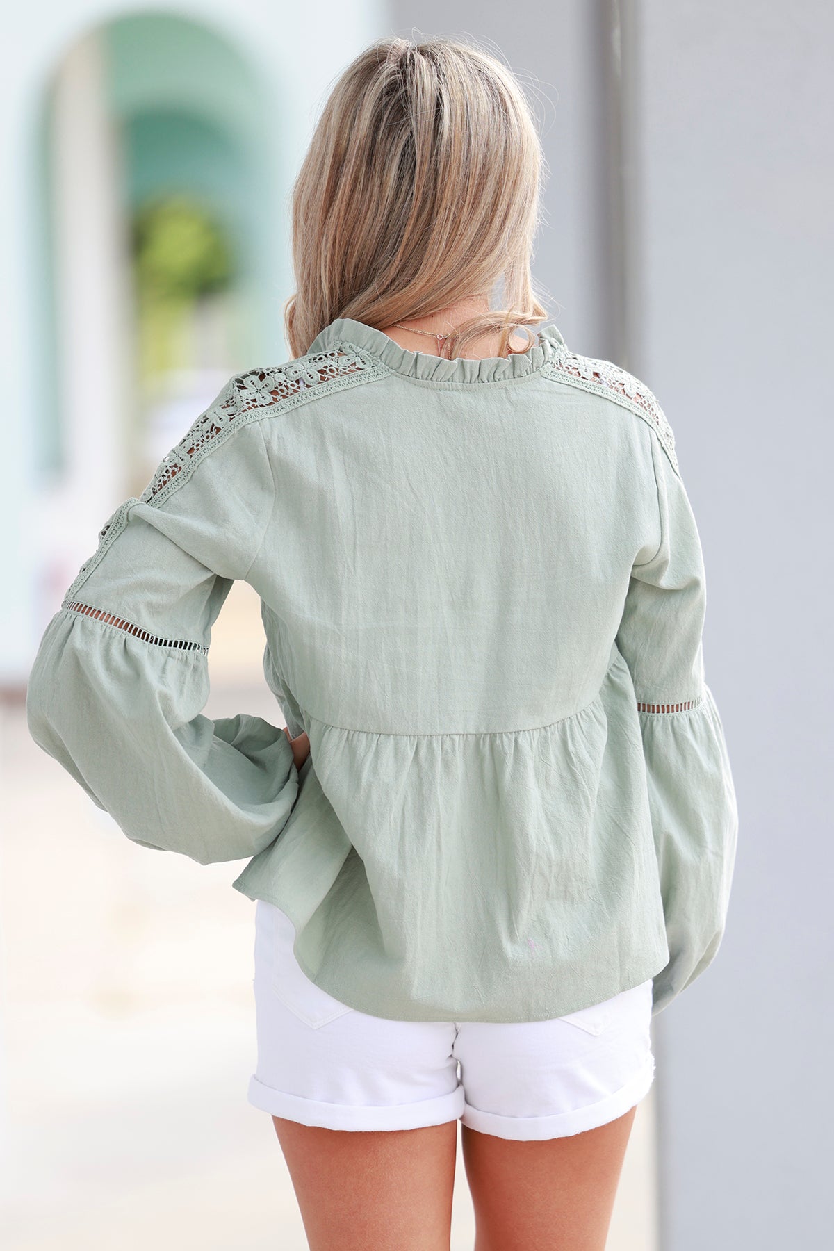 Sage Green Long Sleeve Blouse