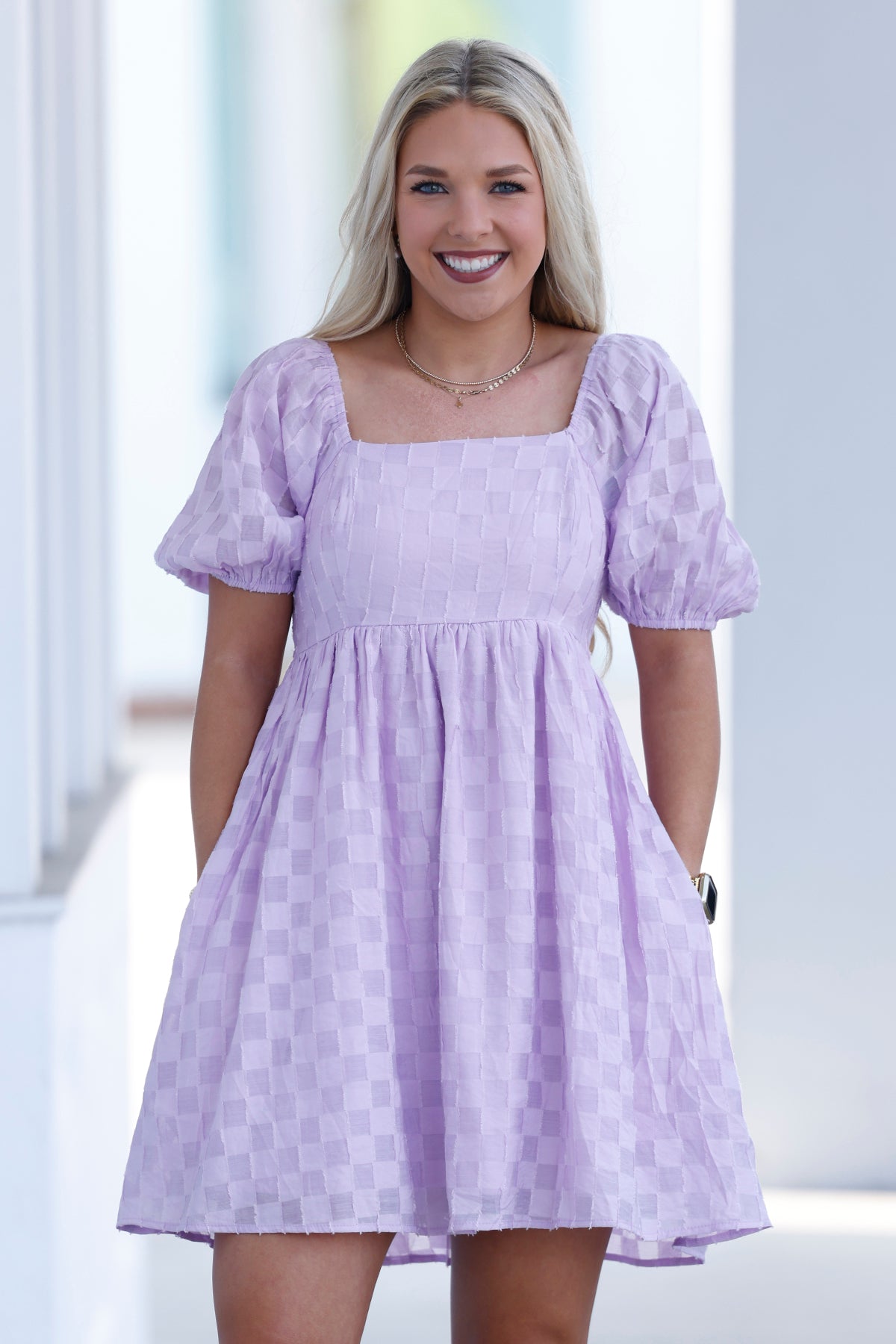 Lavender Smocked Back BabyDoll Dress