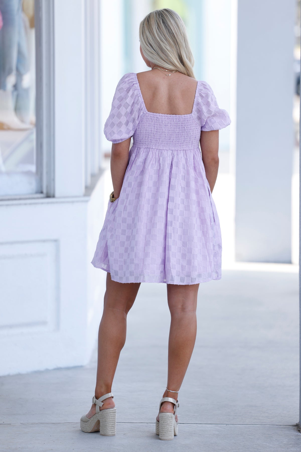 Lavender Smocked Back BabyDoll Dress