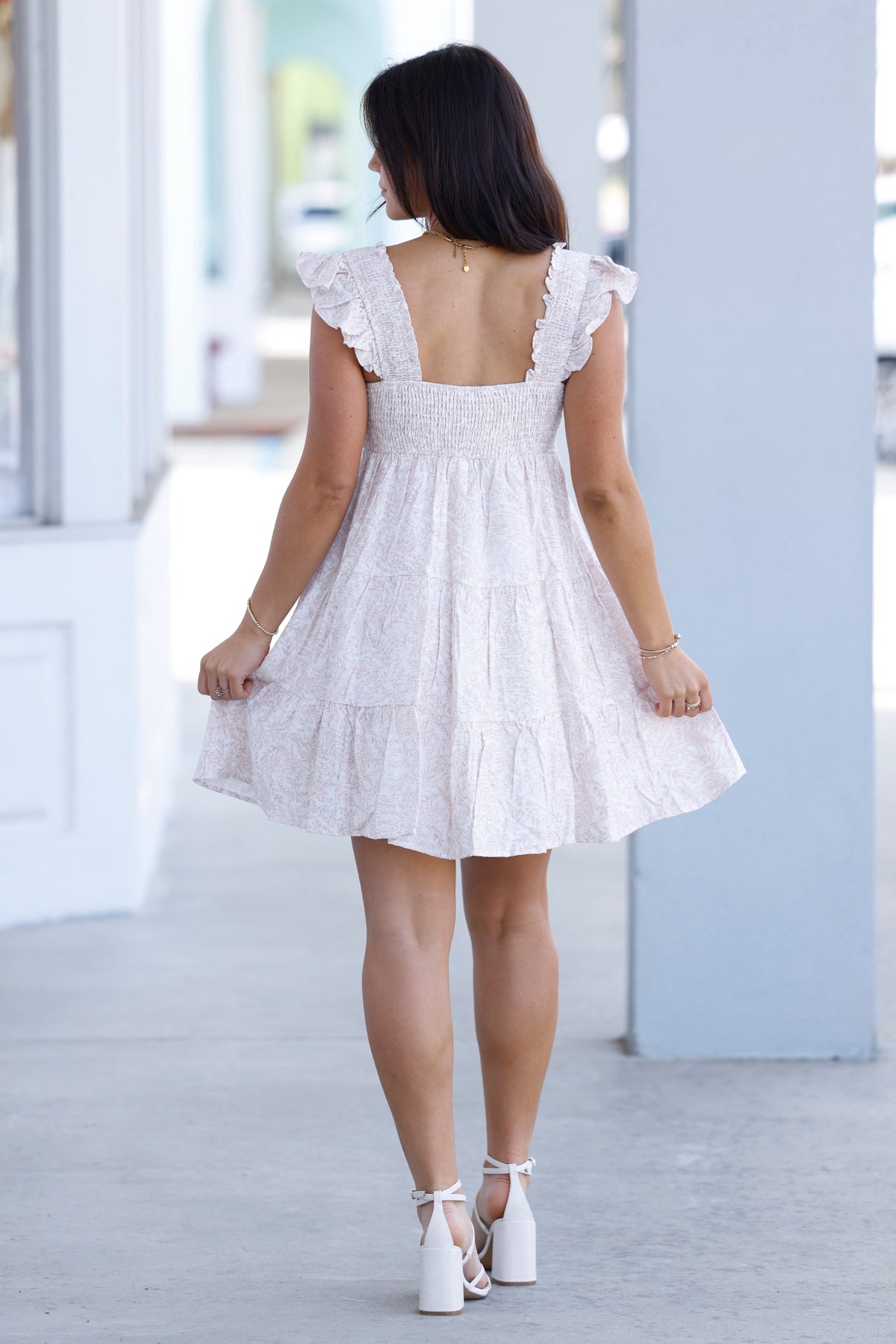 Rose Floral Smocked Mini Dress