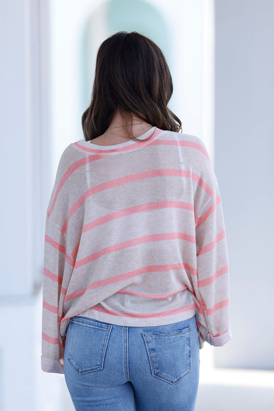 Natural Pink Stripe Sweater