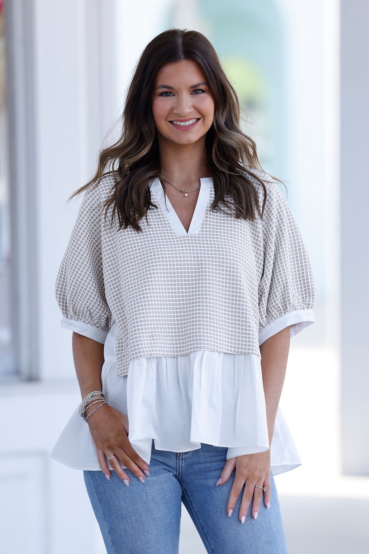 Oatmeal Textured Knit Top