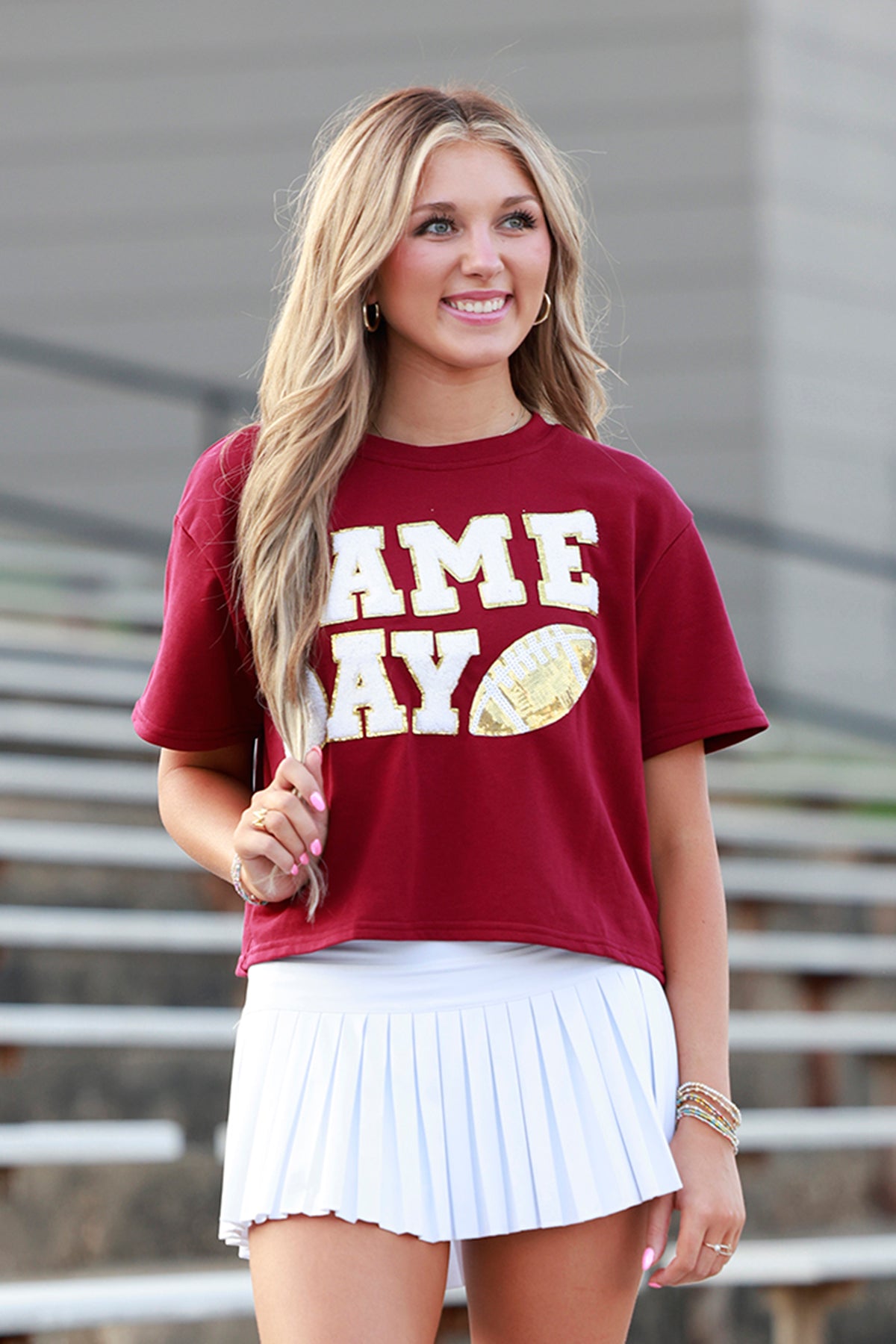 Maroon Game Day Patch Top