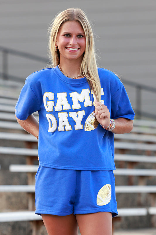 Royal Blue Gameday Football Patch Top