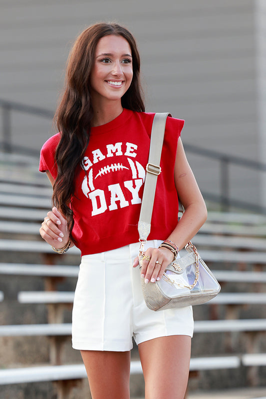 Red Game Day Sweater Top