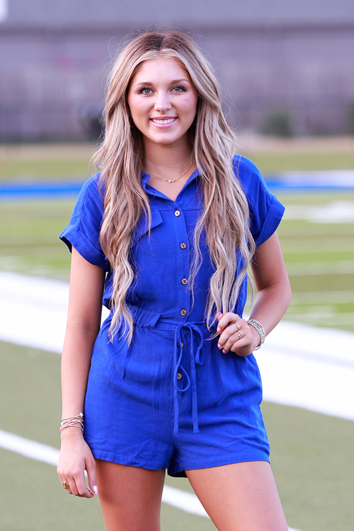 Royal Blue Collared Romper