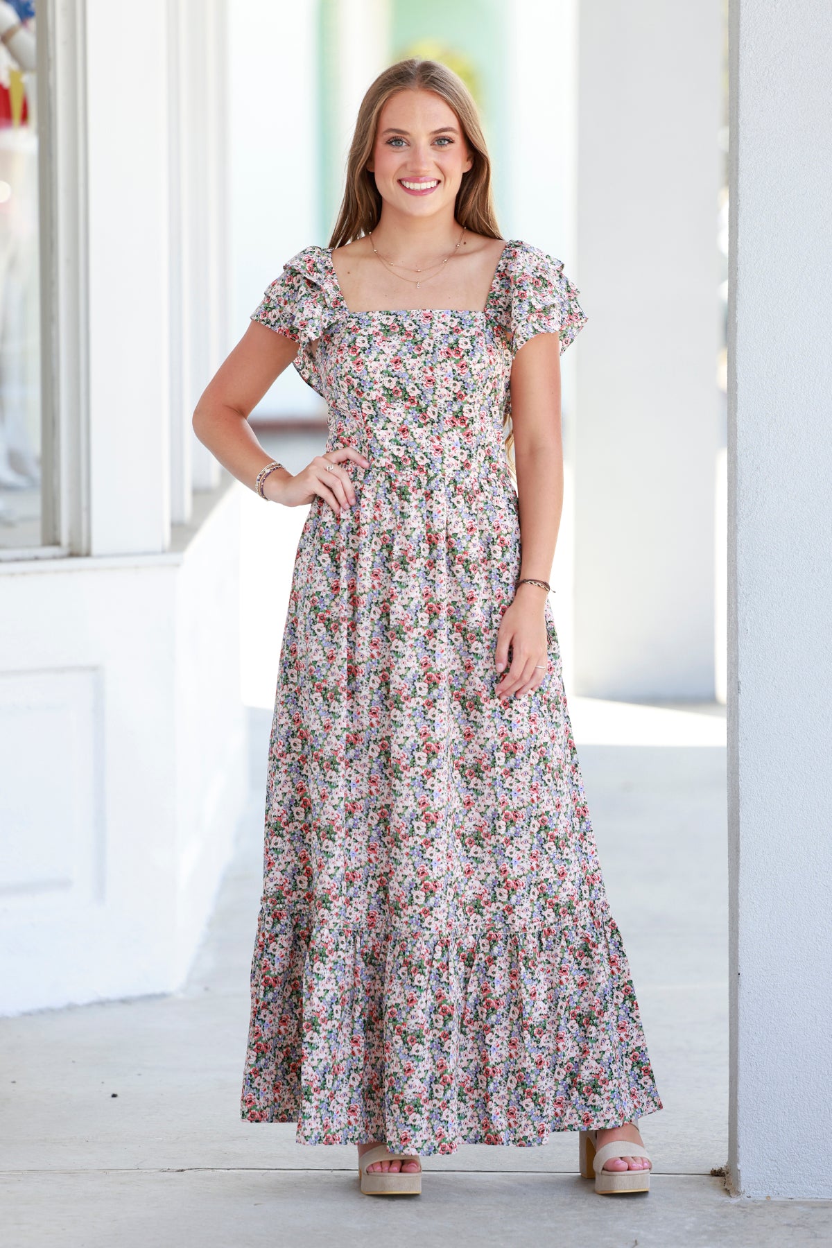 Dusty Pink Floral Maxi Dress