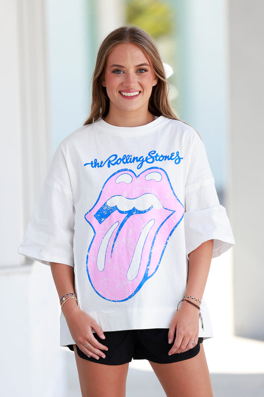 White Rolling Stones Tee