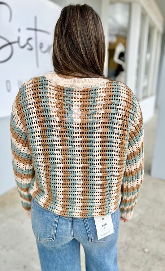 Stripe Dolman Sleeve Sweater Top