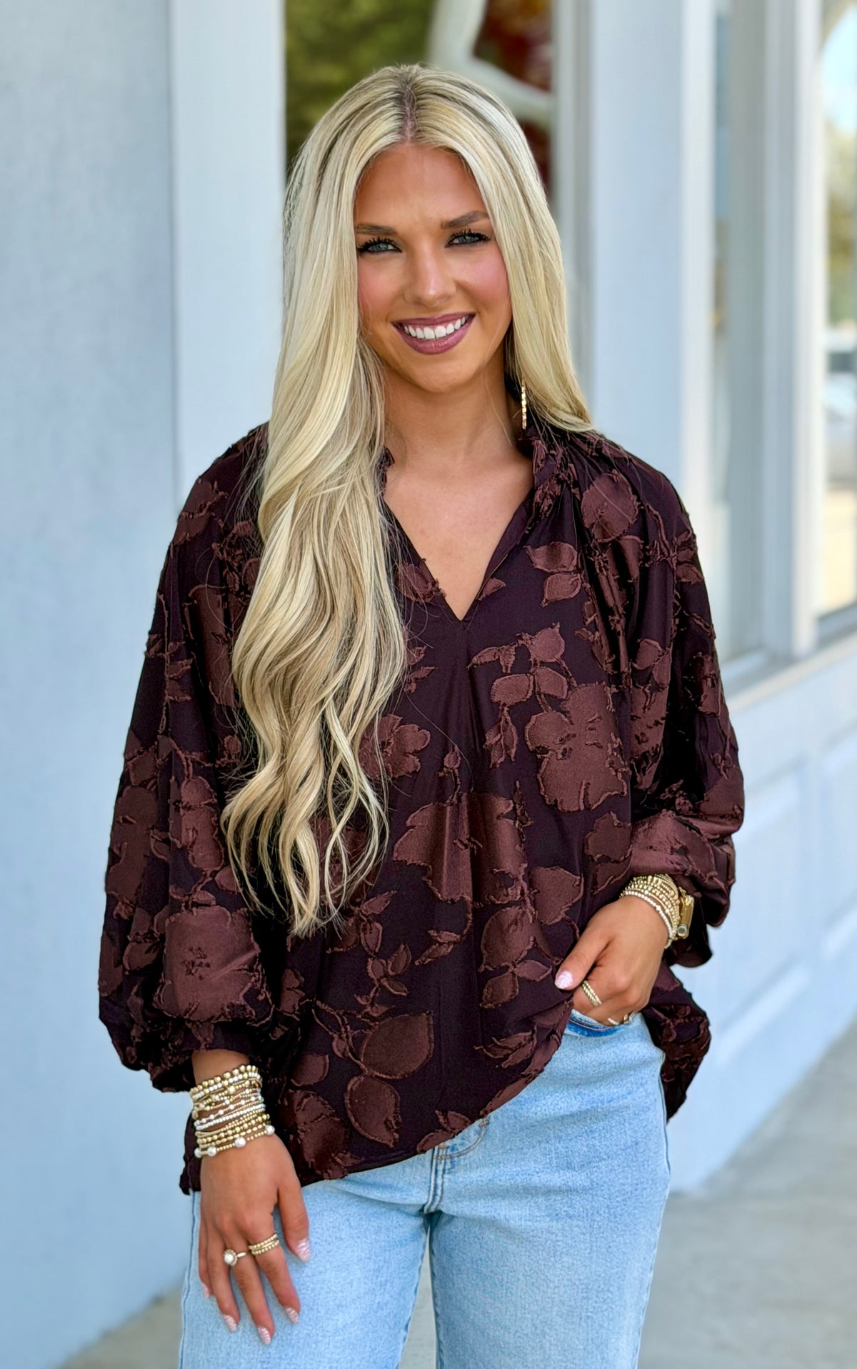 Brown Velvet Collared Top