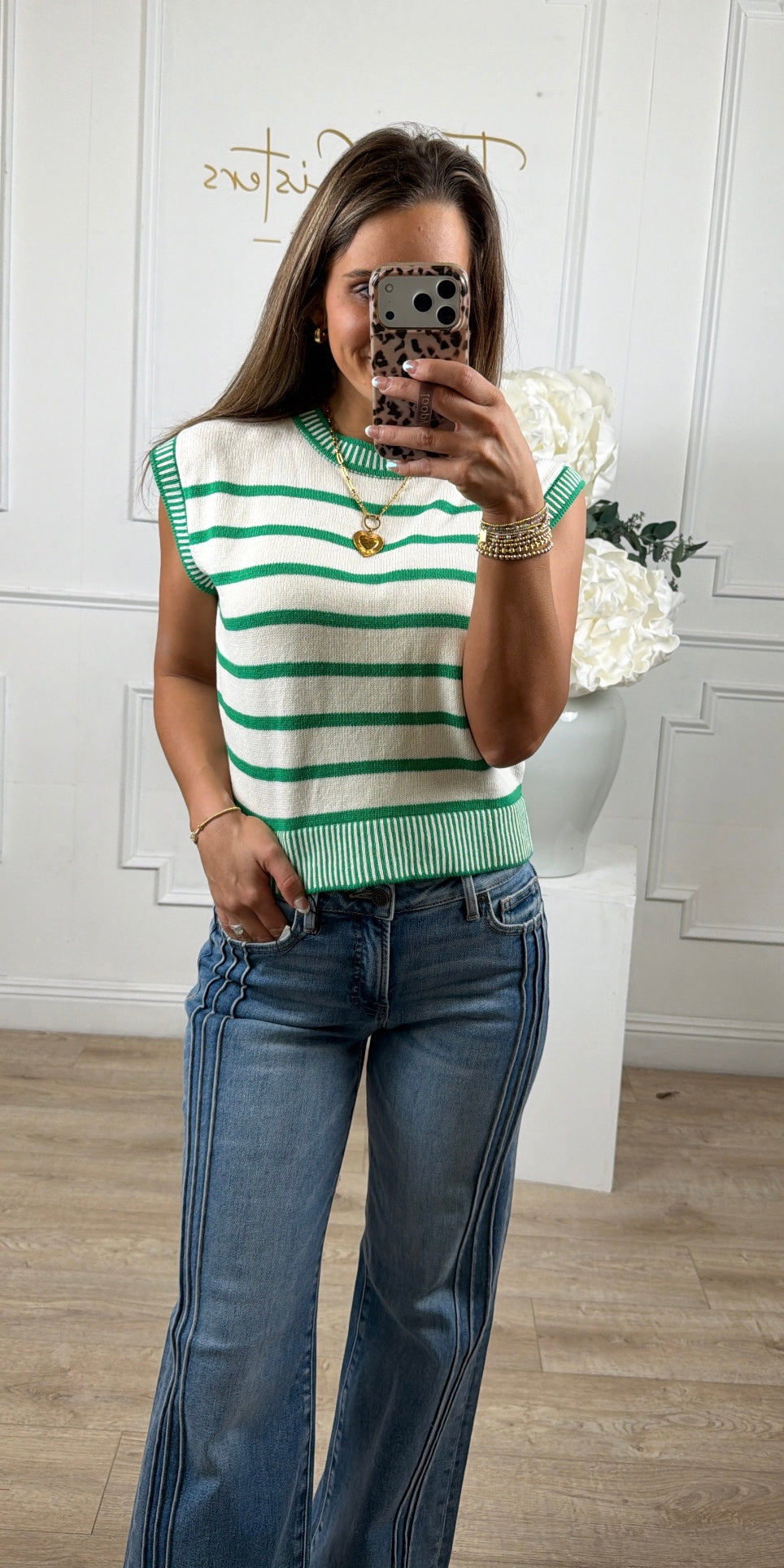 Green Striped Sweater Vest