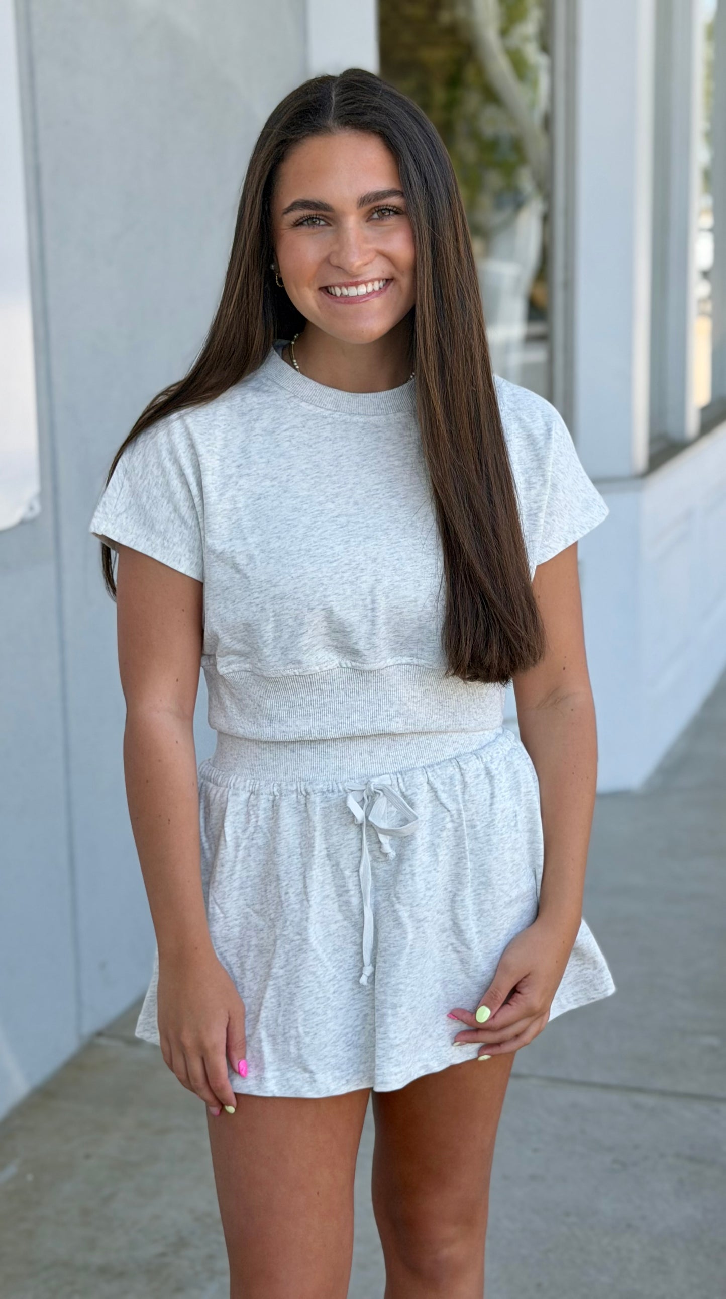 Two Piece Skort SET, Light Grey