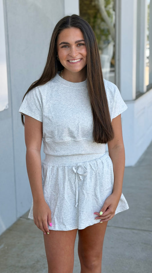 Two Piece Skort SET, Light Grey