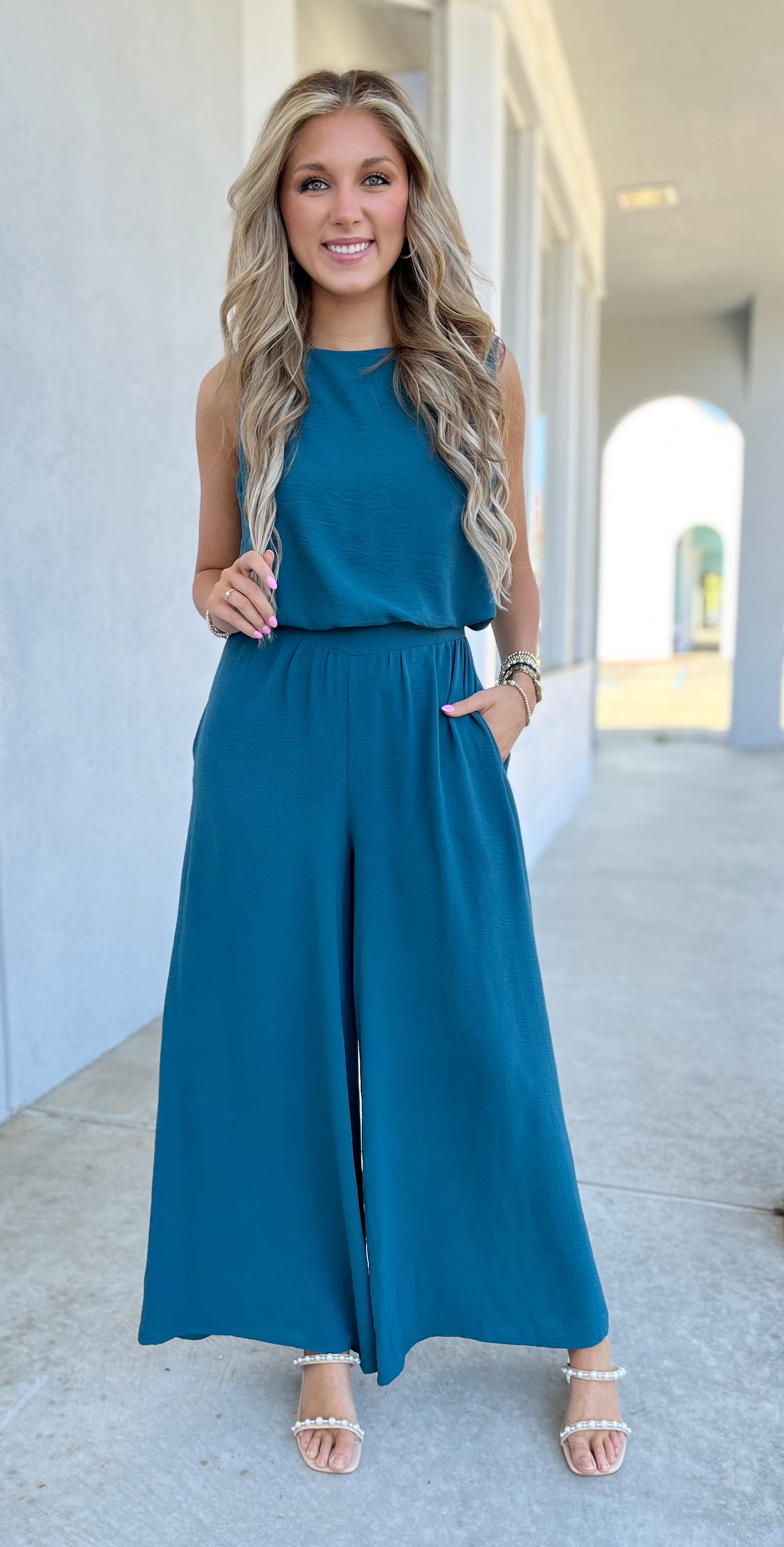 Teal Wide Leg Pants