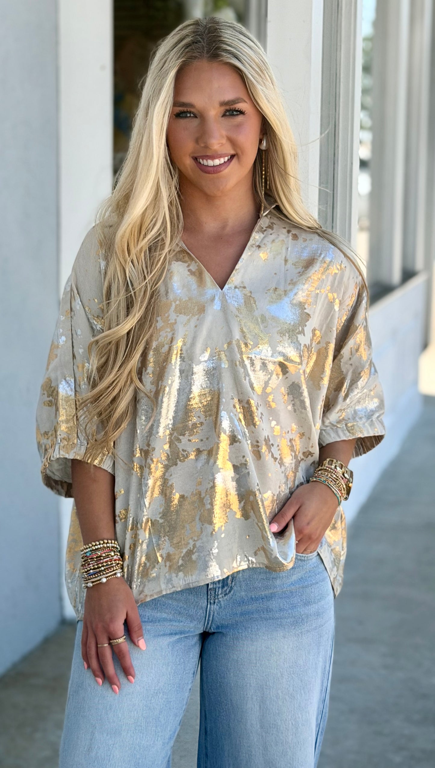 Pearl Multi Color Foil Blouse