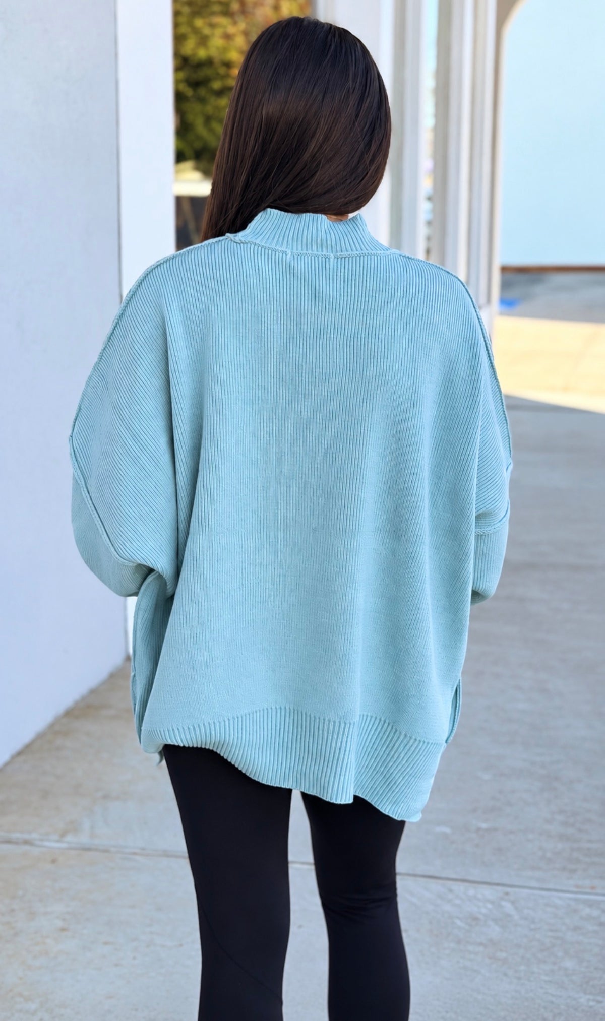 Side Slit Oversized Sweater, Sea Angel