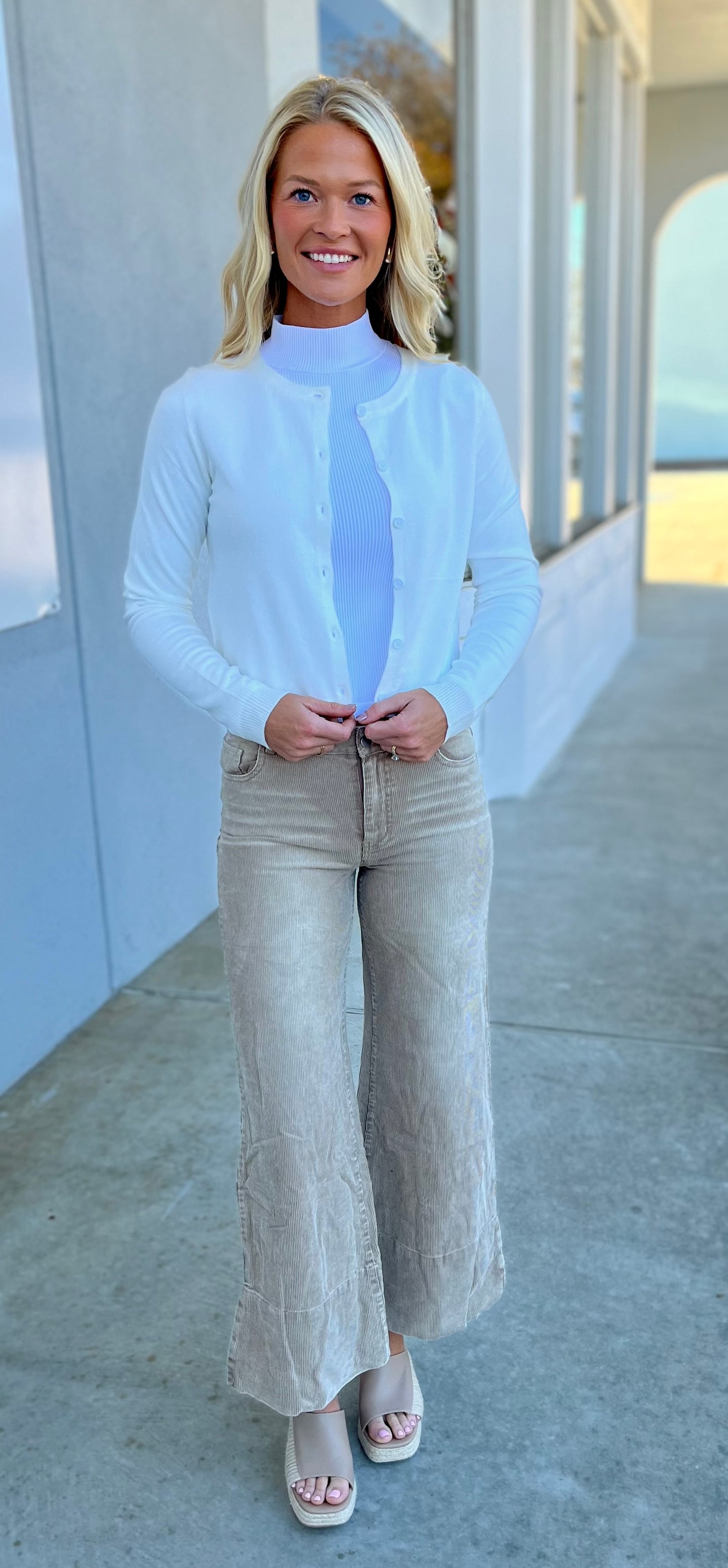 Button Up Cardigan , Off White