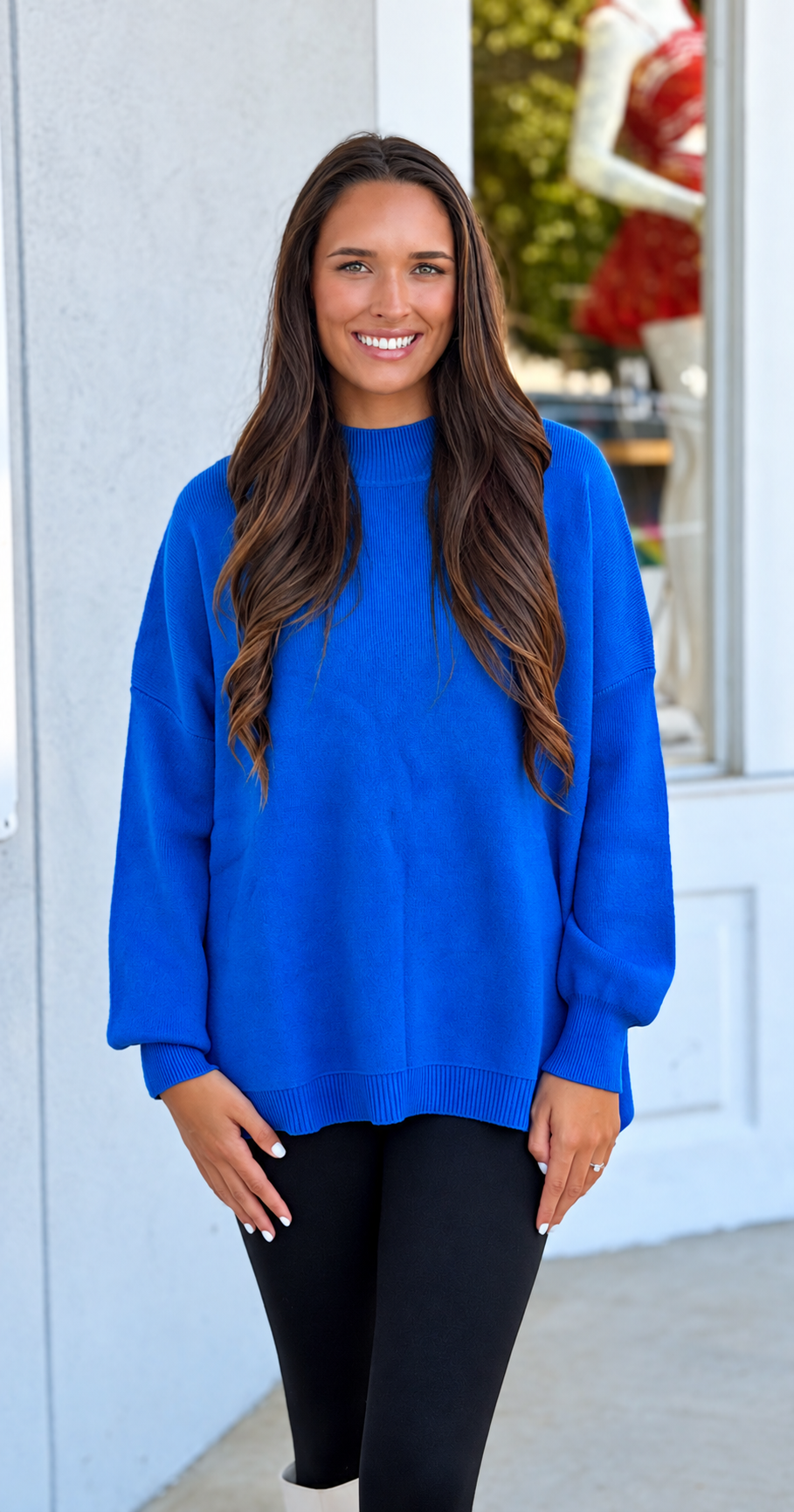 Mock Neck Soft Sweater, Royal