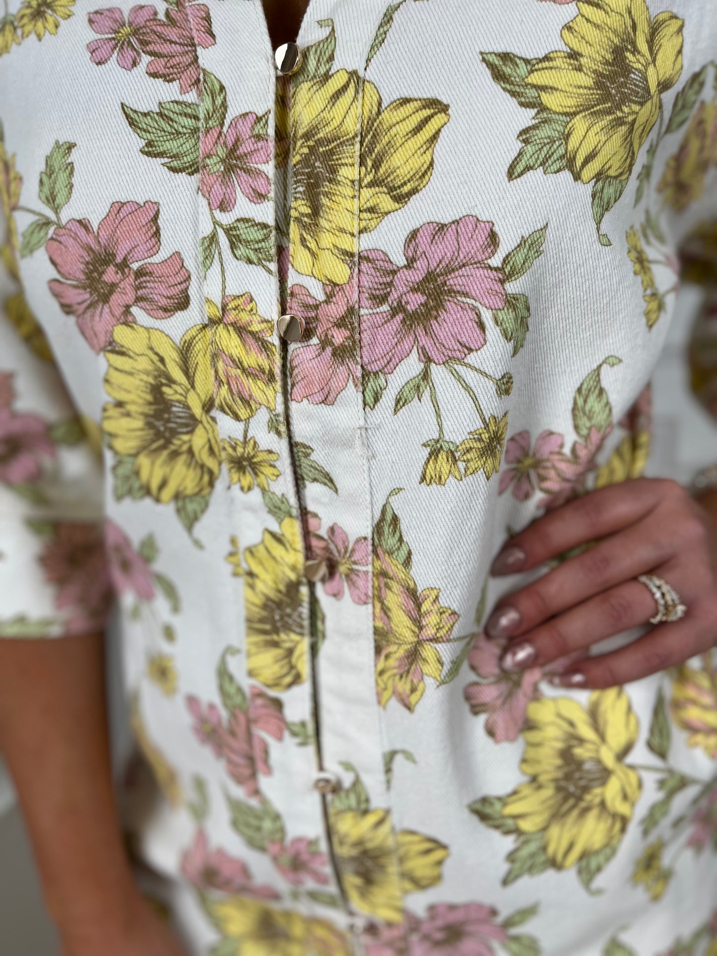 Floral Button Down Denim Dress