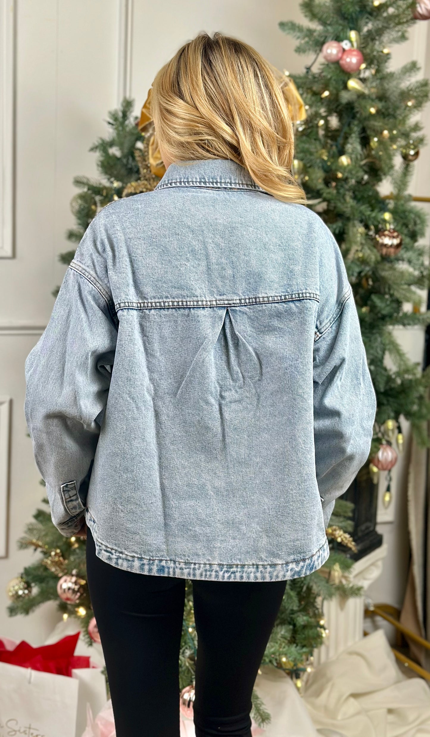 Washed Denim Button Down Jacket