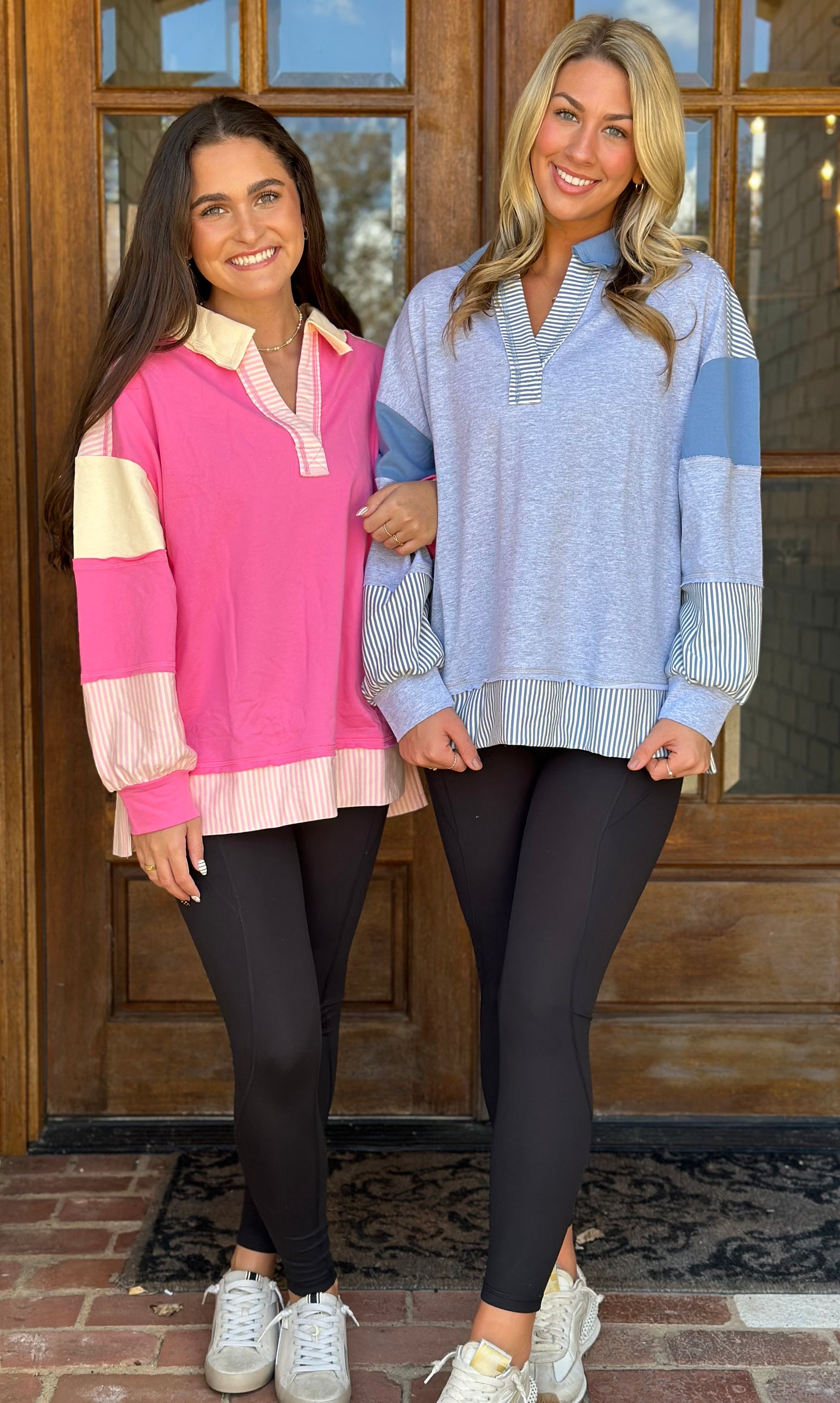 Color Block Stripe Pullover, Pink