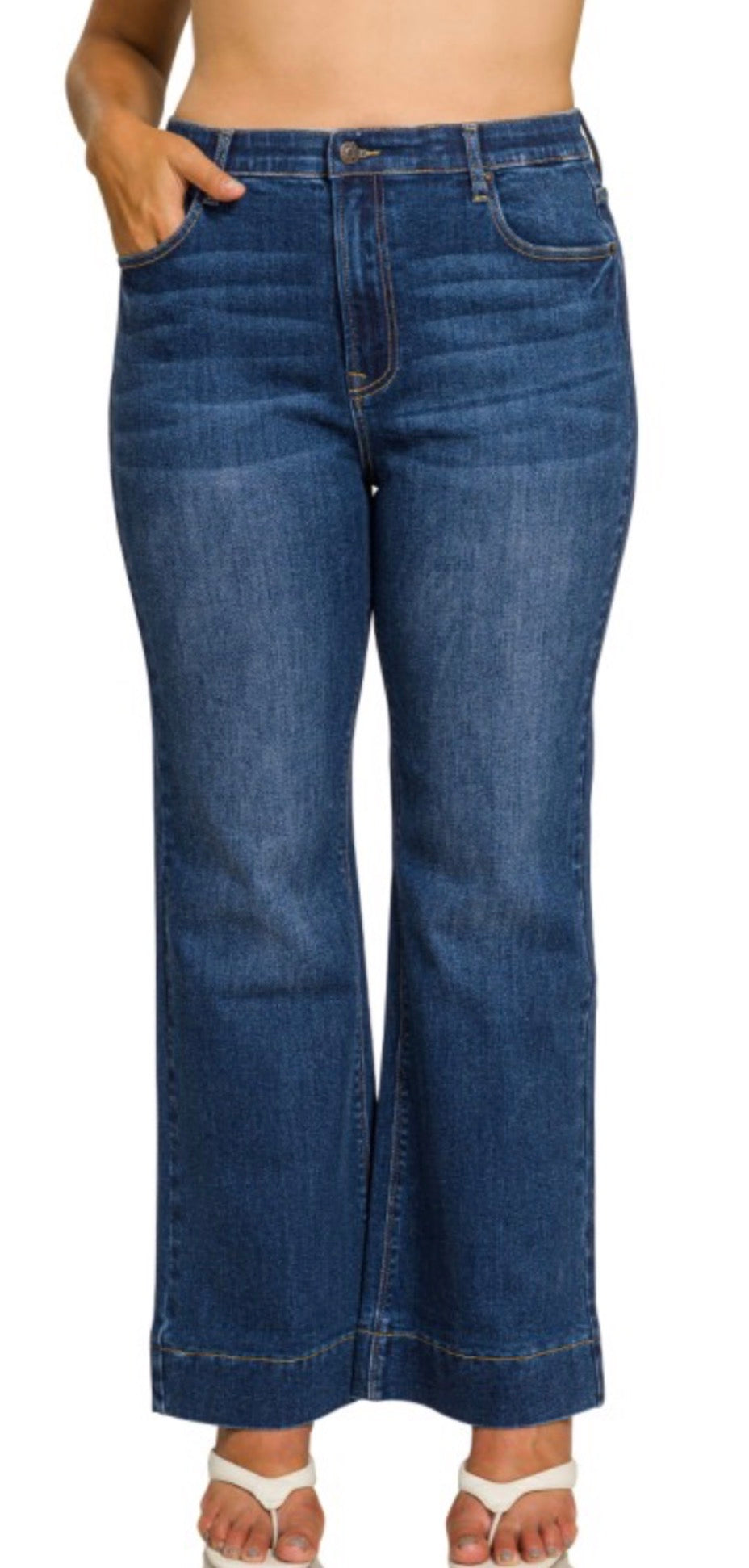 Plus Tummy Control Flare Denim Pants