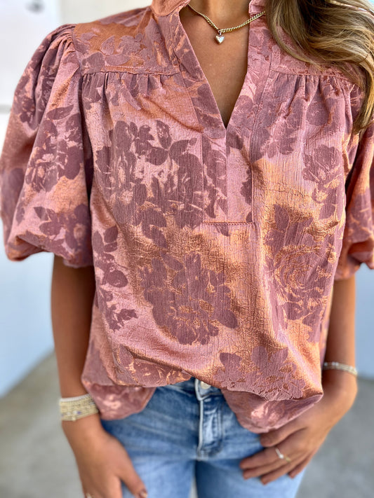 Rose Puff Sleeve Top